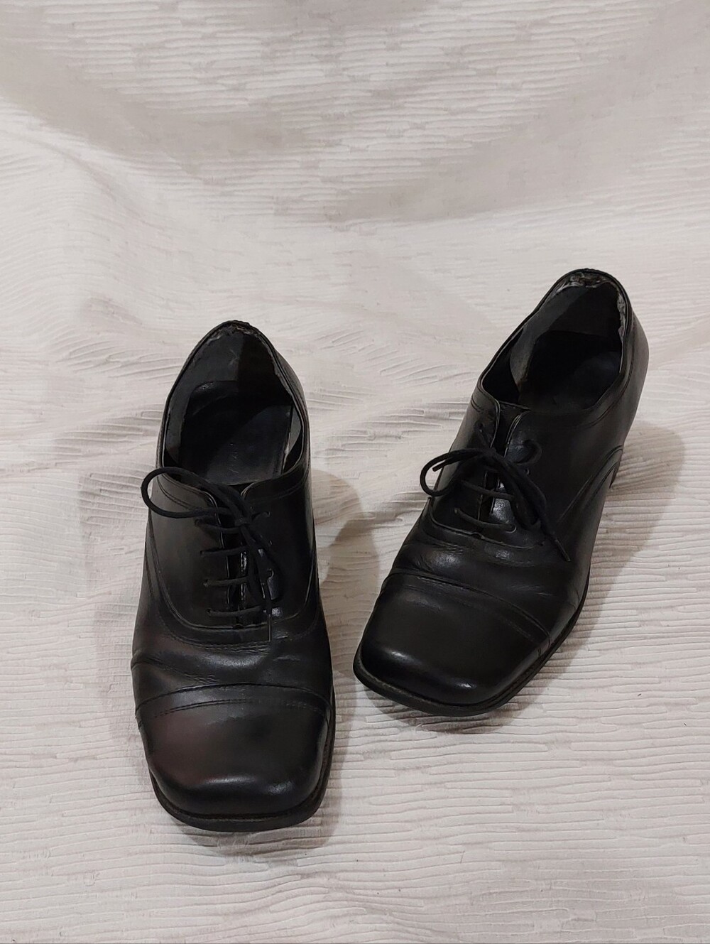 Vintage Enzo Angiolini Black Lace-Up Block Heel Women's Shoes Size 8.5 - Picture 2 of 13